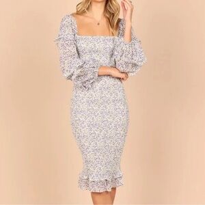 Petal & Pup Blue Floral Long Sleeve Dress
